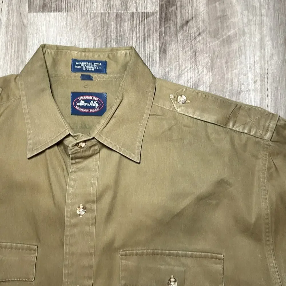 Allen & Solly Vintage Weathered Twill Long Sleeve Button Down - Large